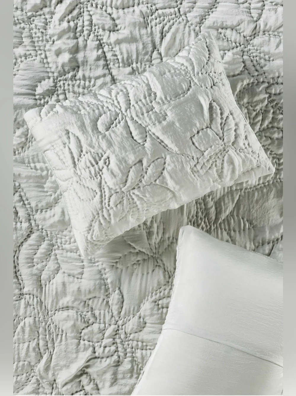 Anthropologie Silken Floral Stitched Shams, set of 2